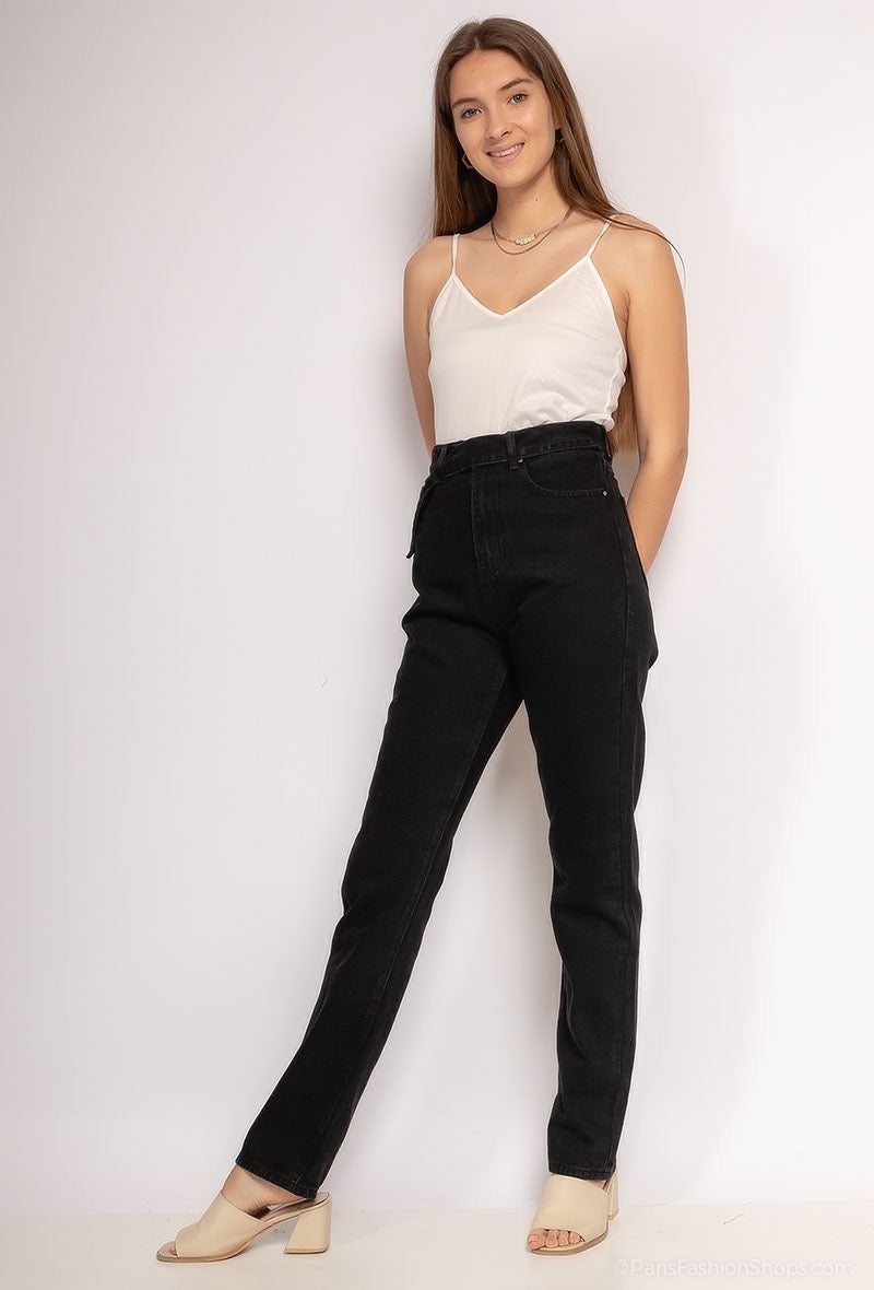 PANTALON JEANS - FAV  NOIRE TAILLE HAUTE