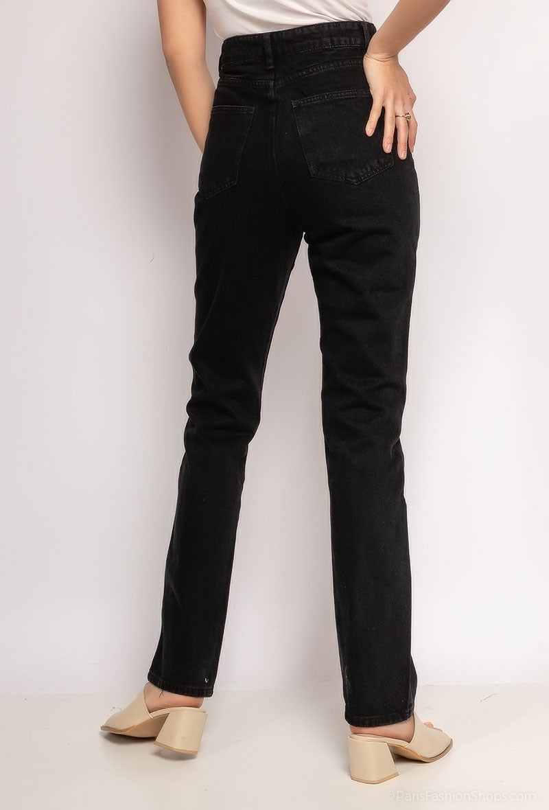 PANTALON JEANS - FAV  NOIRE TAILLE HAUTE