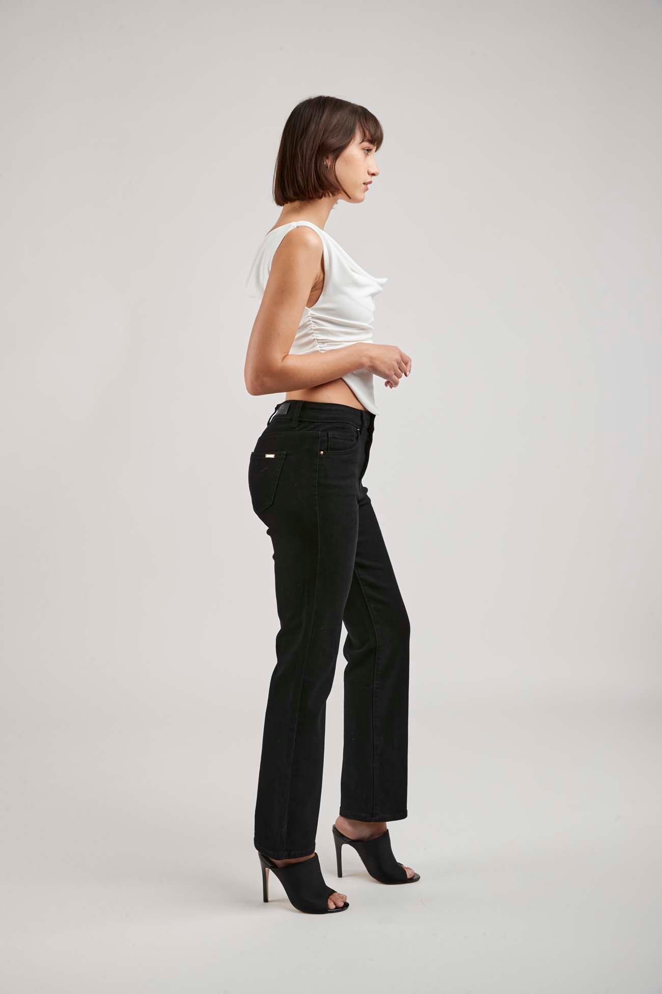 PANTALON JEANS DROIT AJOURÉ-LAMYRA-MOM FIT / BOYFRIEND