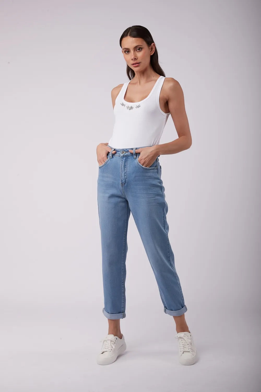 PANTALON JEAN MOM - BLUE