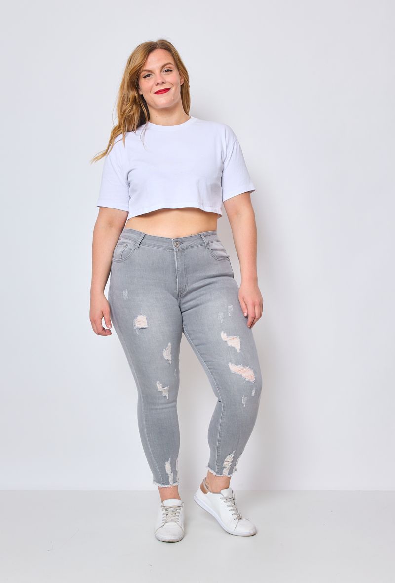 PANTALON JEANS GREY DESTROY-BIG SIZE