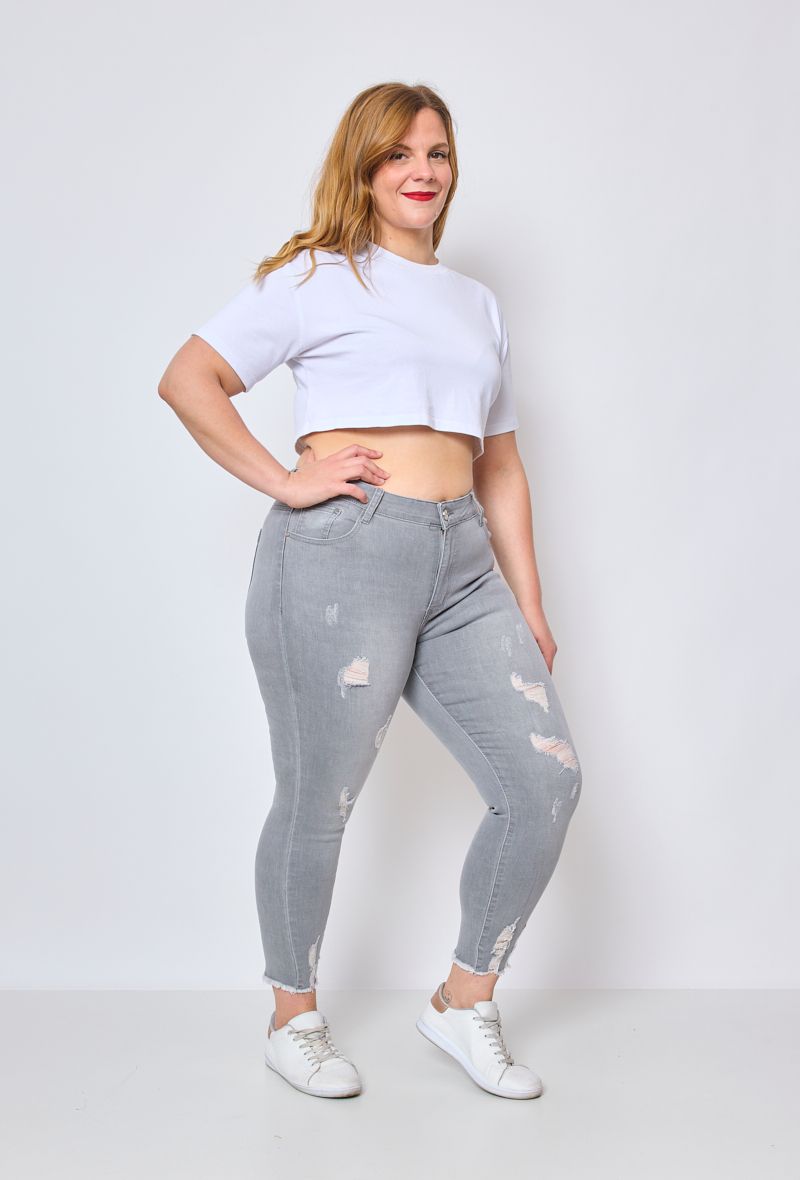 PANTALON JEANS GREY DESTROY-BIG SIZE