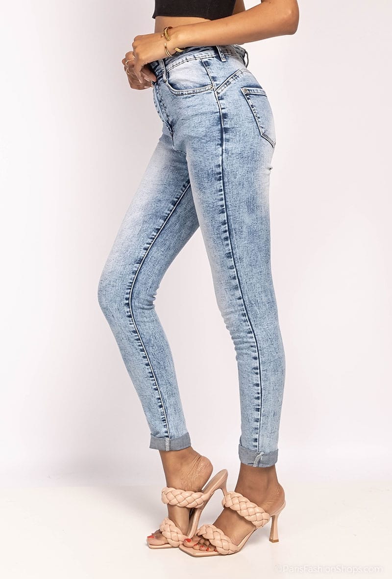 PANTALON JEANS SEXY SKINNY TAILLE HAUTE DÉLAVÉ