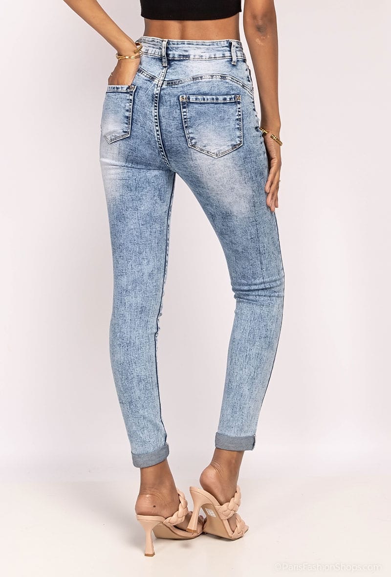 PANTALON JEANS SEXY SKINNY TAILLE HAUTE DÉLAVÉ