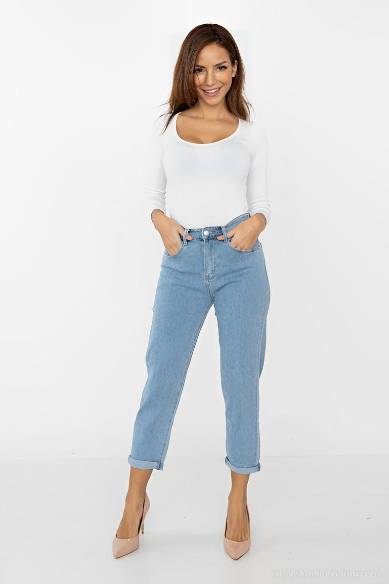 PANTALON MOM FIT JEANS BLUE POMELO FASHION