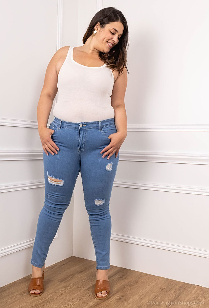 STYLE REBELLE: CURVY DESTROY SKINNY JEANS PANTALON