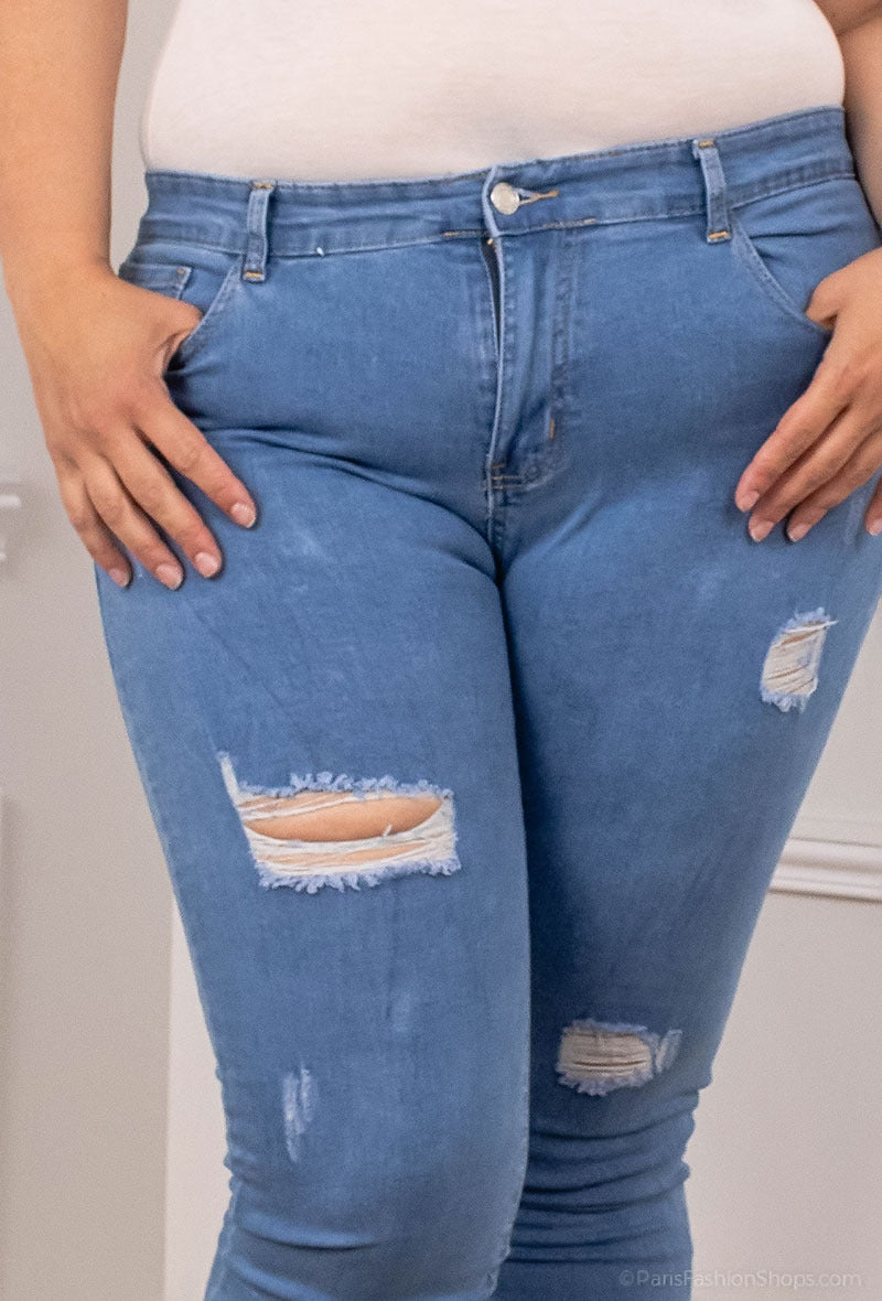 STYLE REBELLE: CURVY DESTROY SKINNY JEANS PANTALON