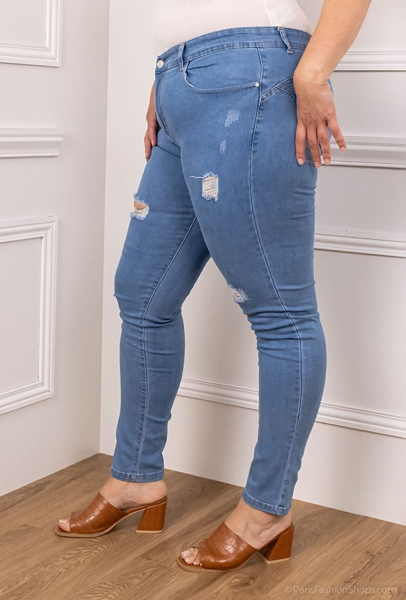 STYLE REBELLE: CURVY DESTROY SKINNY JEANS PANTALON