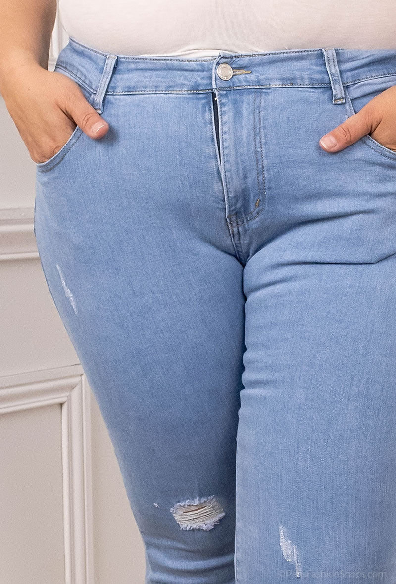 PANTALON JEANS SCULPTE ET DÉCHIRE : CURVY PUSH-UP PLUS SIZE