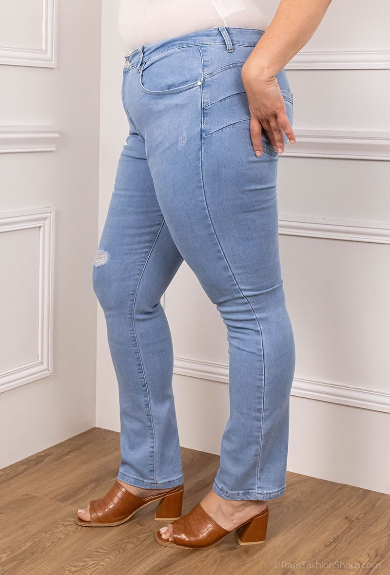 PANTALON JEANS SCULPTE ET DÉCHIRE : CURVY PUSH-UP PLUS SIZE