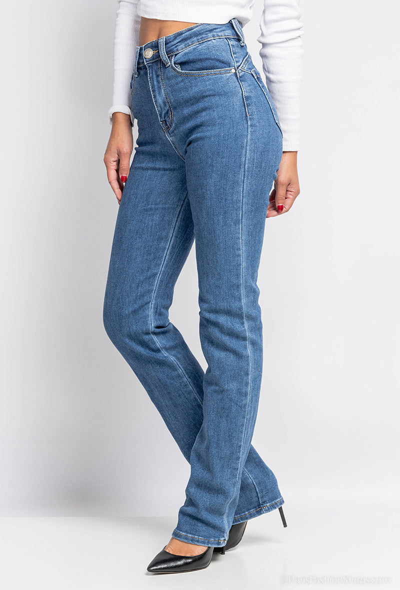 PANTALON JENS STRAIGHT TAILLE HAUTE : ÉLÉGANCE BLEU