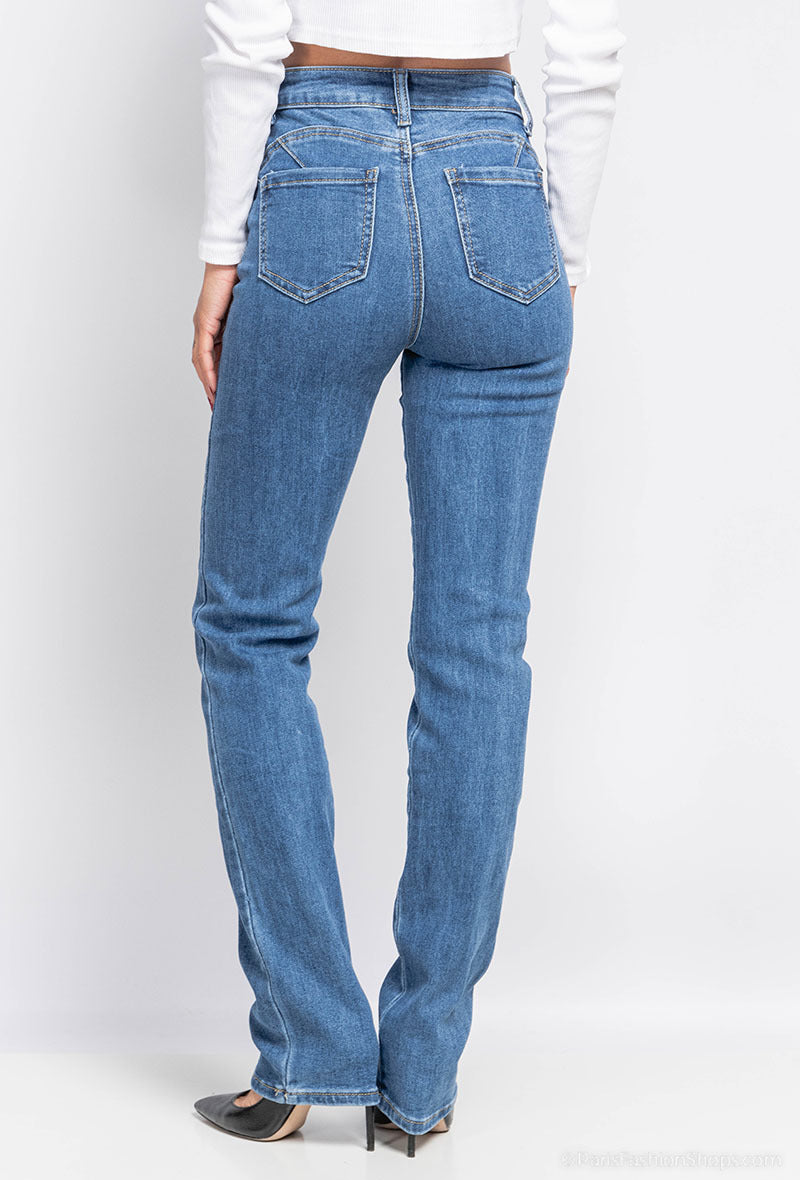 PANTALON JENS STRAIGHT TAILLE HAUTE : ÉLÉGANCE BLEU